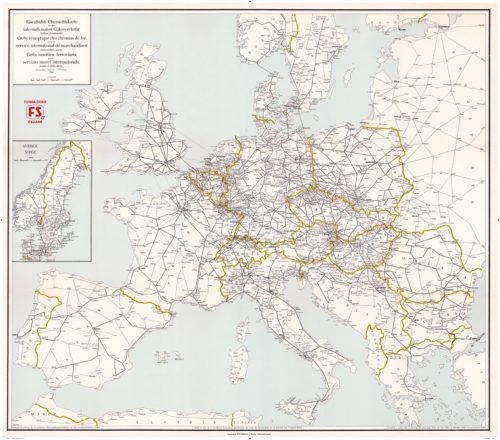 Carte des chemins de fer pour le service international de marchandises - Édition 1960