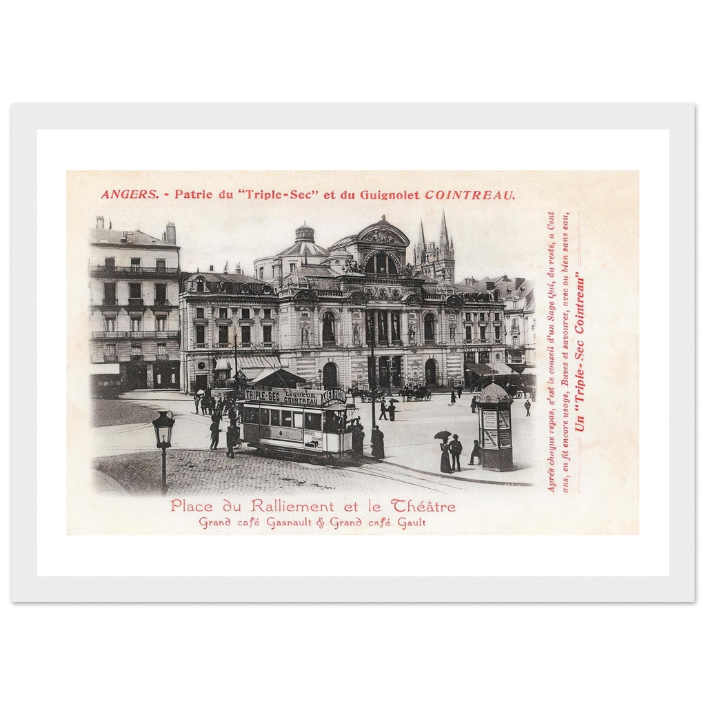 Angers - Place du Ralliement et le Théâtre (Grand café Gasnault et café Gault)