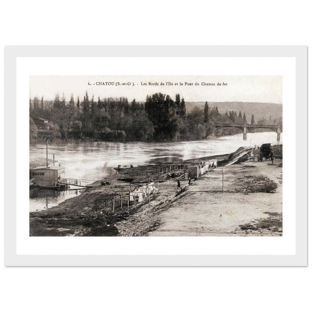 Chatou - les bords de l'ile et le pont du chemin de fer