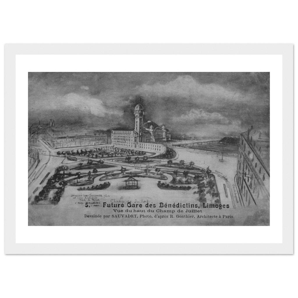 Future gare des benedictins de limoges - Vue sur les jardins, Champs de Juillet - Dessinee par Sauvadet