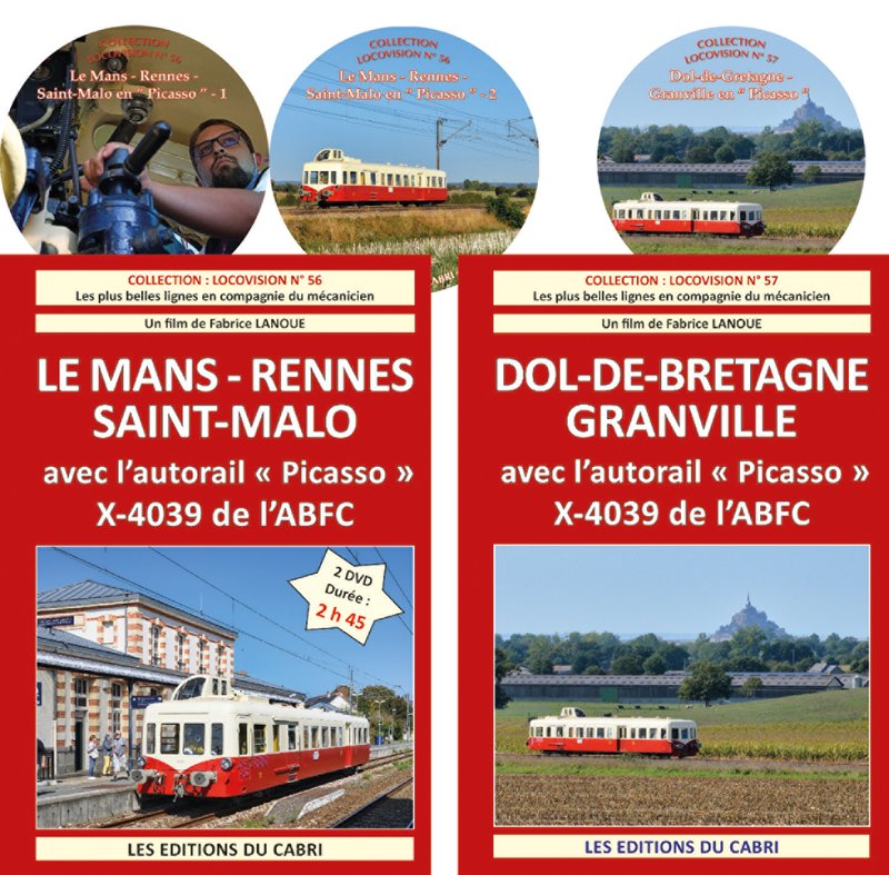Locovision N°56 & 57 : Le Mans - Rennes - St Malo et Dol-De-Bretagne - Granville avec l'autorail Picasso X-4039 de L'ABFC (Pack DVD)