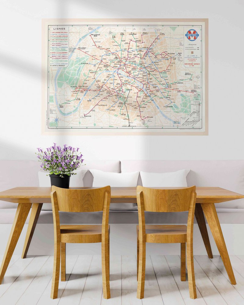 Affiche plan de métro RATP 1938
