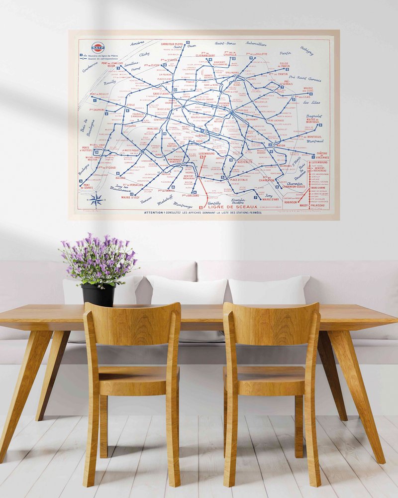 Affiche plan de métro RATP 1962