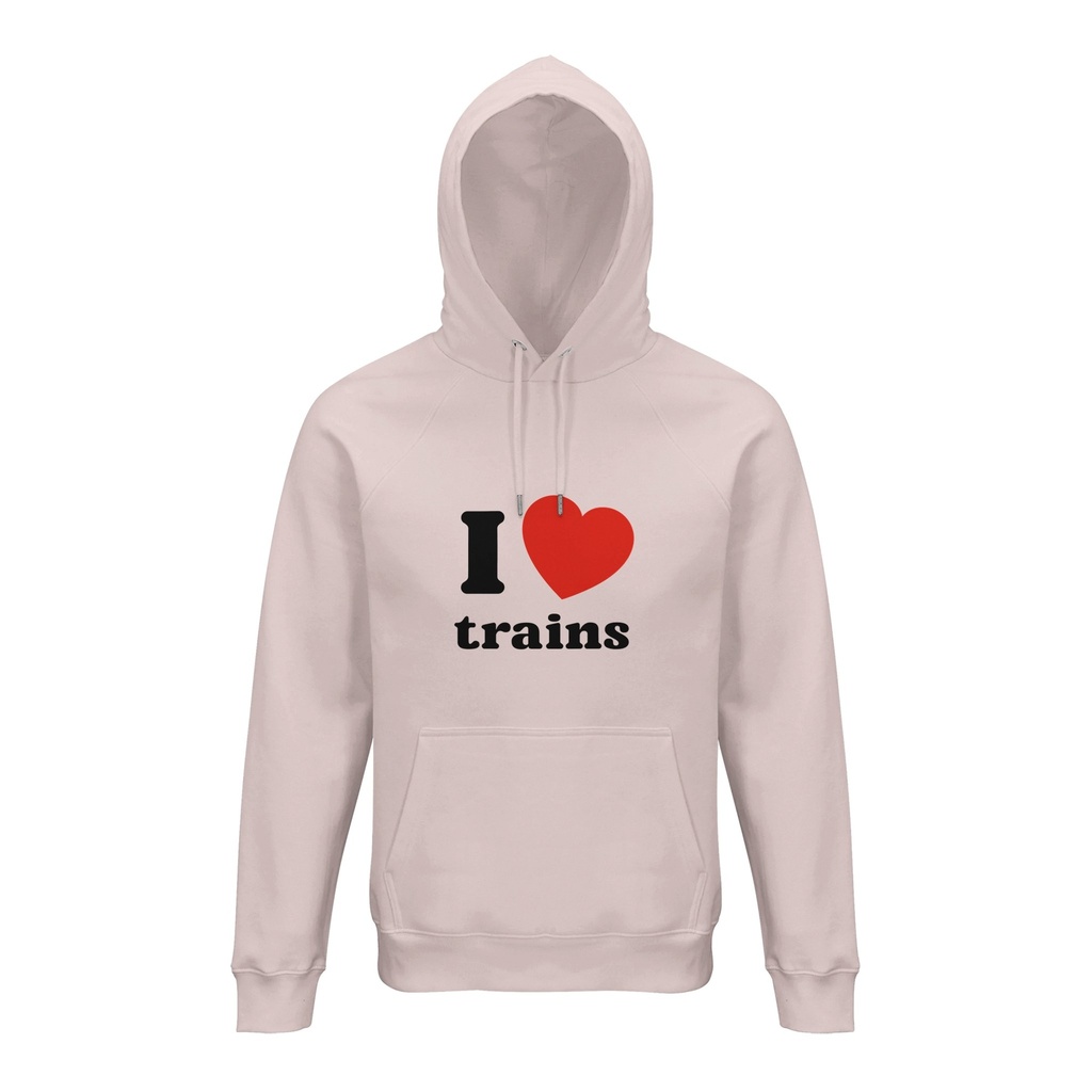 Sweat à capuche unisexe "I Love trains"