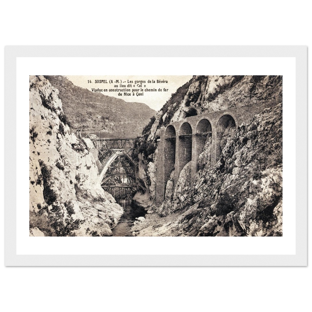 Sospel - Les Gorges de la Bevera au lieu dit "Cai", Viaduc en construction pour le Chemin de fer de Nice a Coni