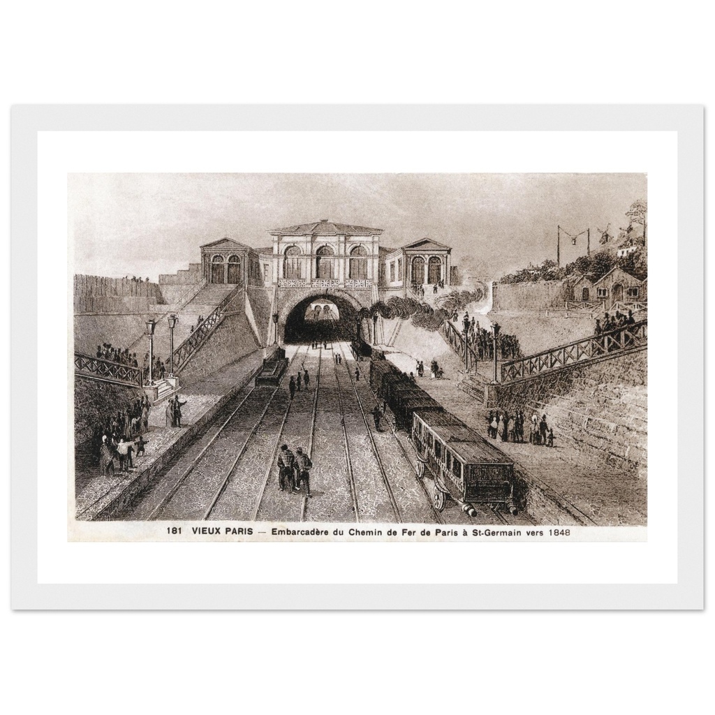 Vieux Paris - Embarcadère du chemin de fer de Paris à Saint-Germain-en-1848