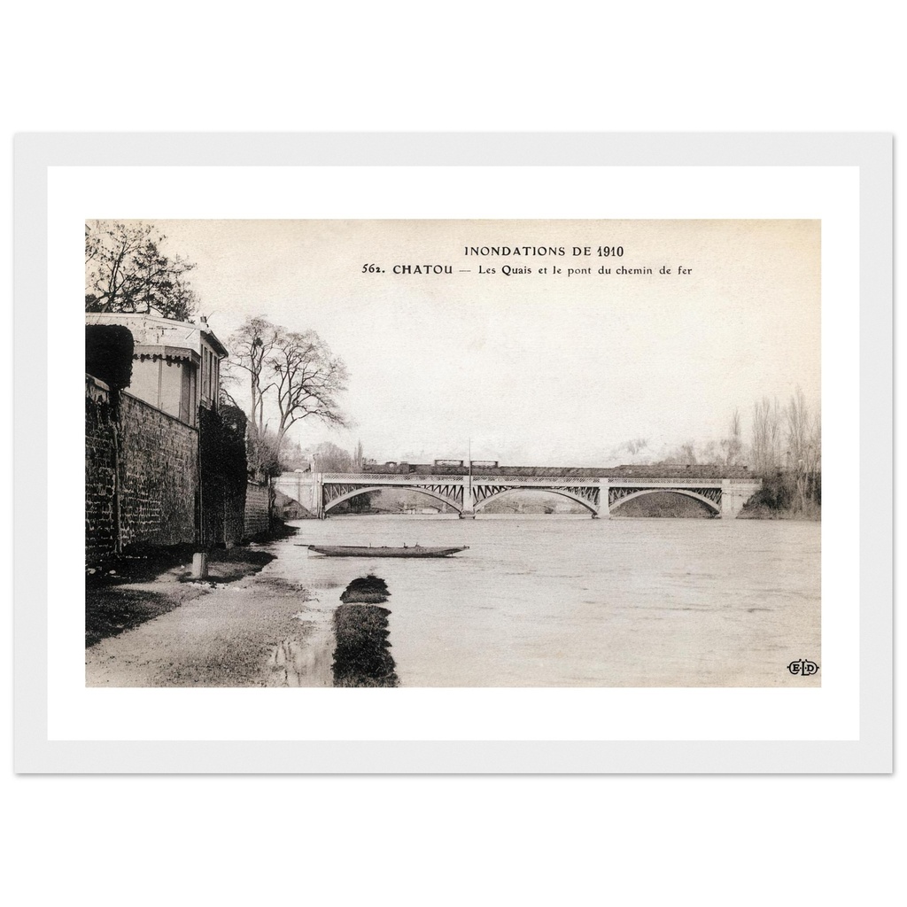 Inondations de 1910, Chatou - Les quais et le pont du chemin de fer