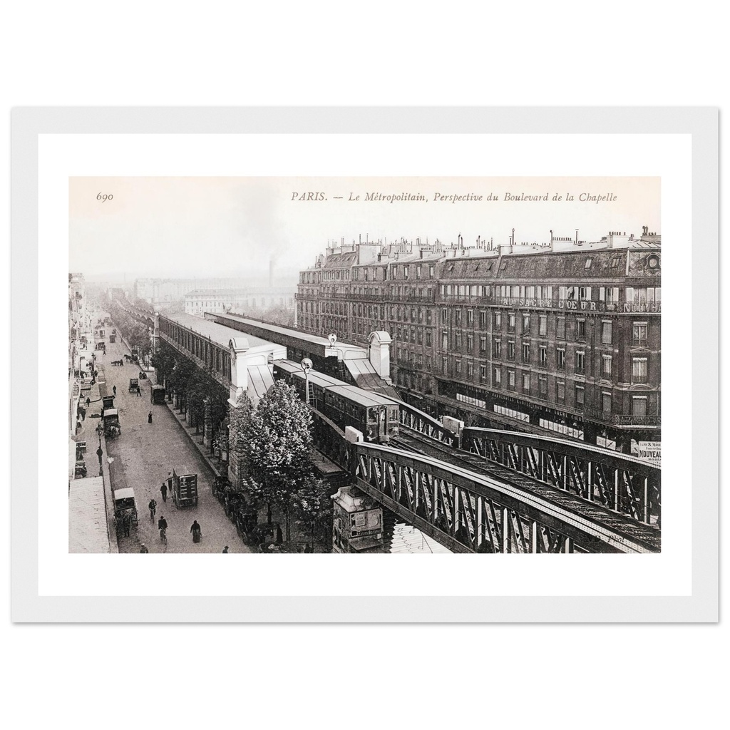 Paris -Le Metropolitain, perspective du boulevard de la Chapelle