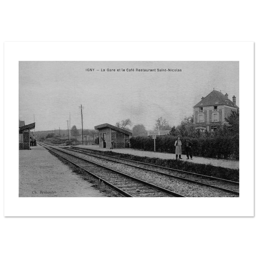 Igny - La Gare et le Cafe Restaurnat Saint-Ncolas