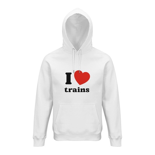Sweat à capuche unisexe "I Love trains"