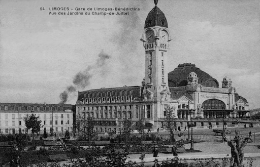 Limoges - Gare de Limoges des benedictins, vue des jardins des champs de Juillet