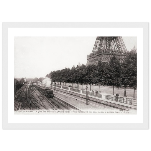 Ligne des invalides - Ouest Etat - Train remorque par locomotive a vapeur