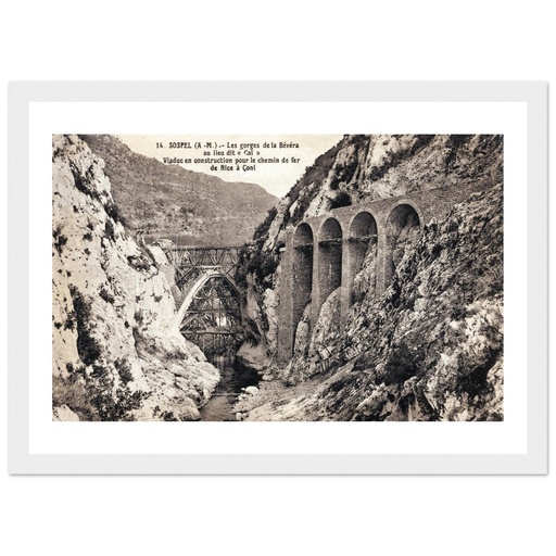 Sospel - Les Gorges de la Bevera au lieu dit "Cai", Viaduc en construction pour le Chemin de fer de Nice a Coni