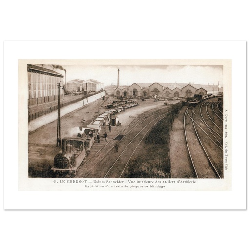 Le Creusot - Usines Scneider - Vue Interieure des  Ateliers d'artillerie -  Expedition des trains de plaques de Blindage