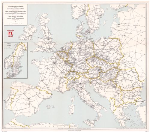 [233234] Carte des chemins de fer pour le service international de marchandises - Édition 1960
